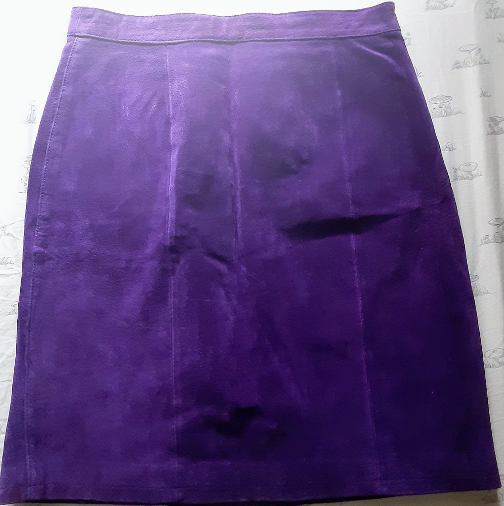 VINTAGE 80S PURPLE GLOBAL IDENTITY SUEDE SKIRT